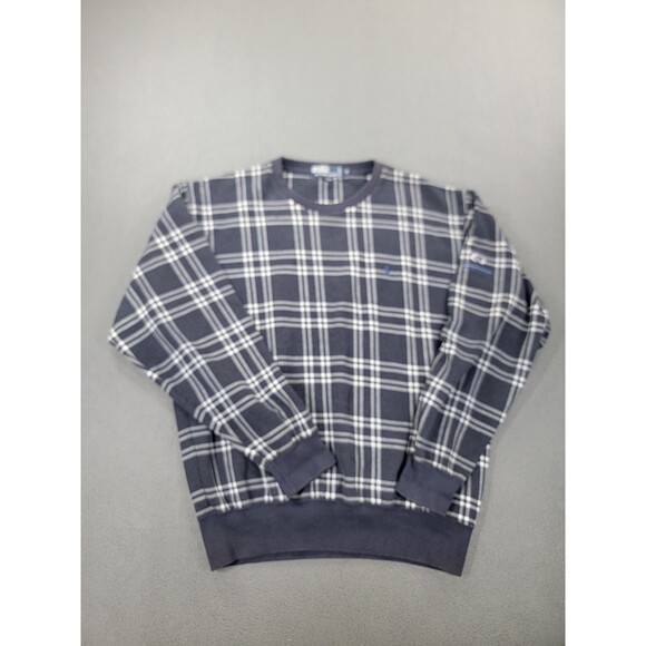 Polo Ralph Lauren Sweater Mens Medium Blue Plaid Knit Crew Neck Country Club - Picture 1 of 12